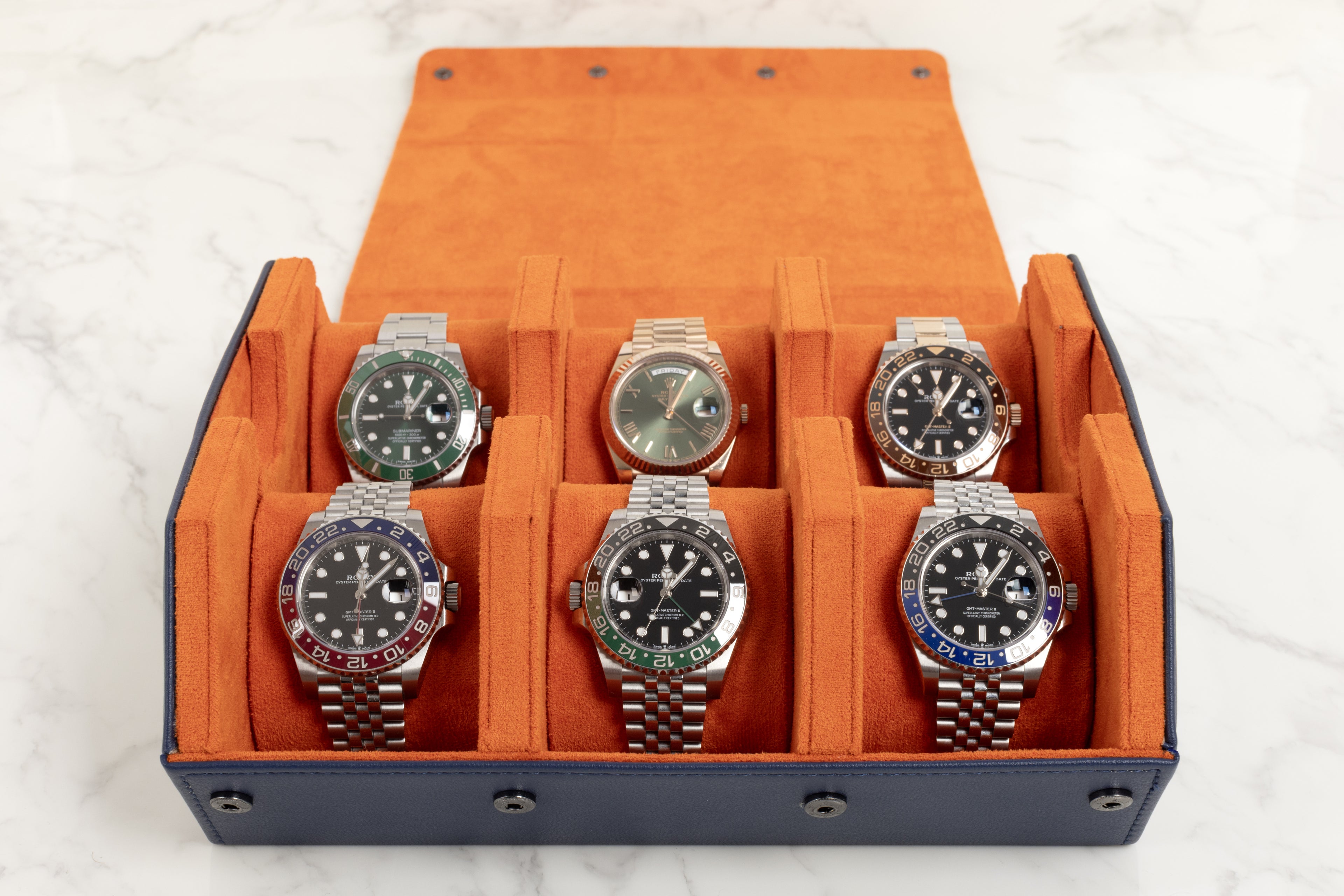 Navy & Tangerine - 6 Slots